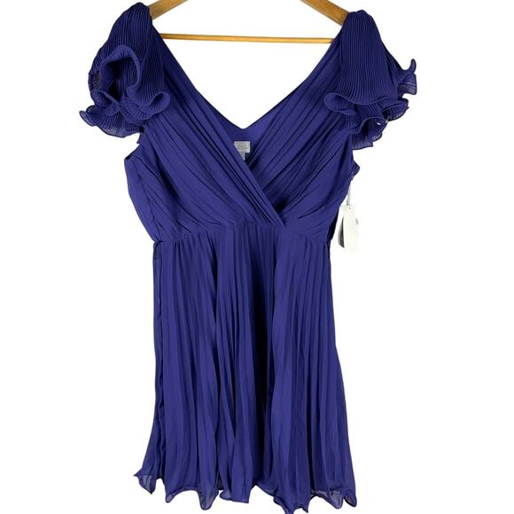 Pearl Georgina Chapman by Marchesa Ruffled Pleated Party Dress Purple Size 10 - Picture 2 of 9